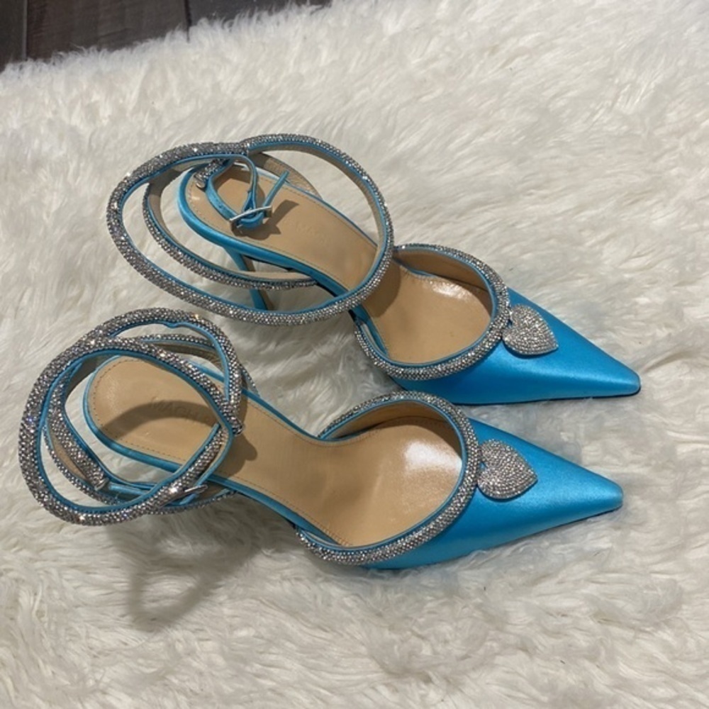 Mach & Mach Heart crystal embellished satin pumps size 36.5EU - Picture 14 of 15